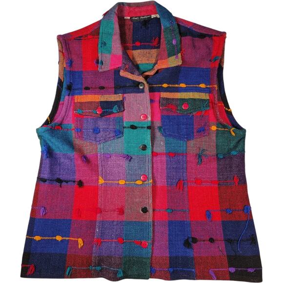 Ana's Fashions Jackets & Blazers - VTG Ana's Fashions Women's Colourful Embroidered Button Up Vest Size XL